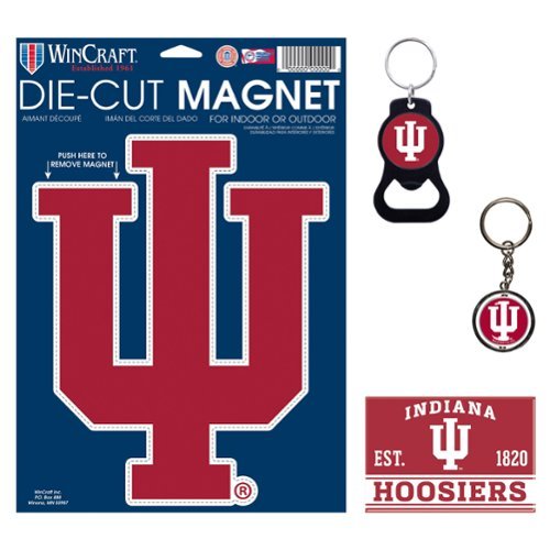 WinCraft - Indiana Hoosiers 4-Pack Key Rings and Magnets Set - Multicolor-Front_Standard 