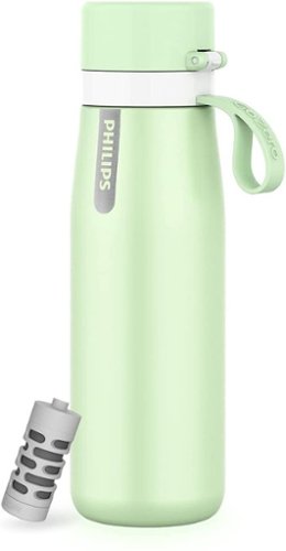 Philips - Water GoZero Everyday Insulated Stainless Steel Water Bottle with Filter, 18.6oz - Green-Angle_Standard 