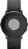 Pebble - Time Round Smartwatch 20mm Stainless Steel Leather - Black/Black-Front_Standard