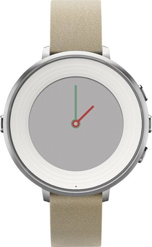 Pebble - Time Round Smartwatch 14mm Stainless Steel Leather - Silver/Stone