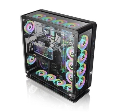 Thermaltake - Core P8 E ATX Full Tower Case with Tempered Glass - Black-Front_Standard 