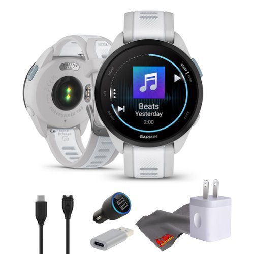 Garmin - Forerunner 165 Music GPS Running Smart Watch Bundle - Mist Gray/Whitestone - Gray - (2024)-Front_Standard 