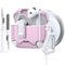 Dteck - Case for Apple AirPods 4th Gen with Magnetic Lock,Compatible with Mag Safe,Carbon Fiber Texture Cover with Carabiner - Whitepink-Front_Standard