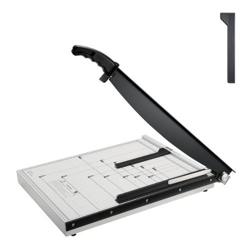 VEVOR - Paper Cutter, Guillotine Trimmer, 18" Cut Length, 15 Sheets Capacity, Guillotine Paper Cutter with Guard Rail/Blade Lock - White + Black-Front_Standard 