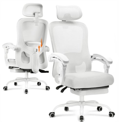 CloudRest Pro - High-Back Office Chair with Adjustable Lumbar Support Ergonomic Mesh Gaming Chair - White-Front_Standard 