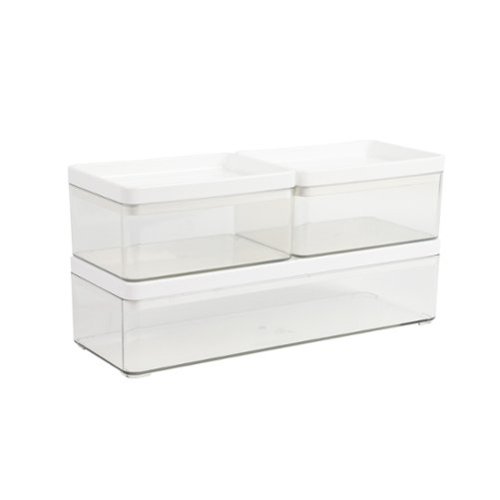 Martha Stewart - Grady Premium Clear Plastic Storage Boxes - Clear/White Plastic Top-Front_Standard 