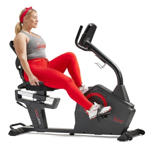 Sunny Health & Fitness - Smart Programmable 16 Levels Electro-Magnetic Resistance Recumbent Exercise Bike - Black-Front_Standard 
