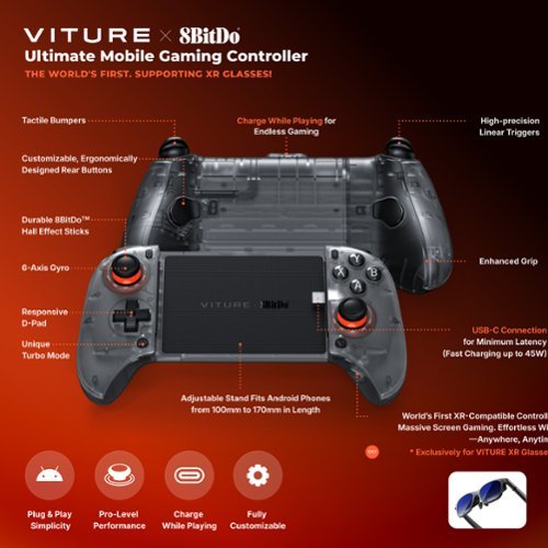 VITURE x 8BitDo Ultimate Mobile Gaming Controller -Hall Effect Sticks, USB-C for Android - Black BUY IN SAUDI ARABIA