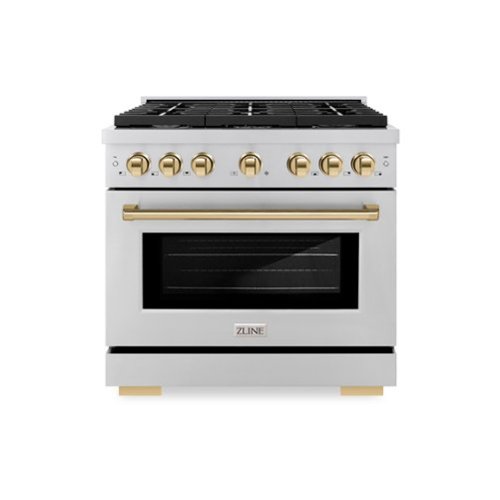 ZLINE - Autograph 36" Paramount Dual Fuel Range w/ 6 Burners & Polished Gold Accents (SDRZ-36-G) - Stainless Steel-Front_Standard 