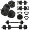 Fitvids - 4 in 1 Adjustable Dumbbell Set, 60lbs Free Weights Set with Connector - Black-Front_Standard