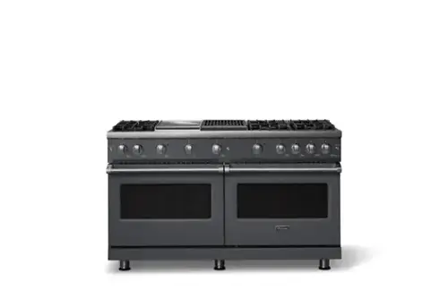 Front. Viking - 60 in. Wide 6 Burner Pro 5 Series 8.0 Cu. Ft. Freestanding Sealed Burner LP Gas Convection Range w. Griddle - Cast Black - Cast Black.