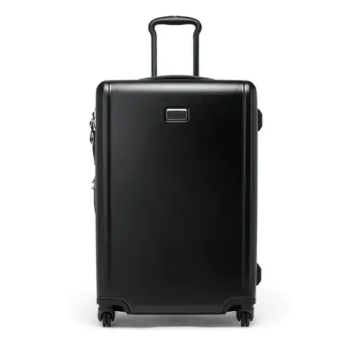 Front. TUMI - Ventra Medium Expandable Checked Spinner Suitcase - Black Texture.