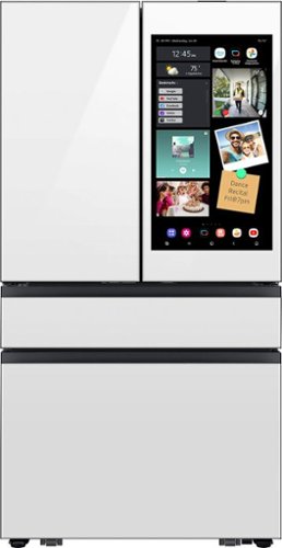 Samsung - Bespoke 23 cu. ft. Counter Depth 4-Door French Door Refrigerator with AI Family Hub™+ & AI Vision Inside™ - White Glass