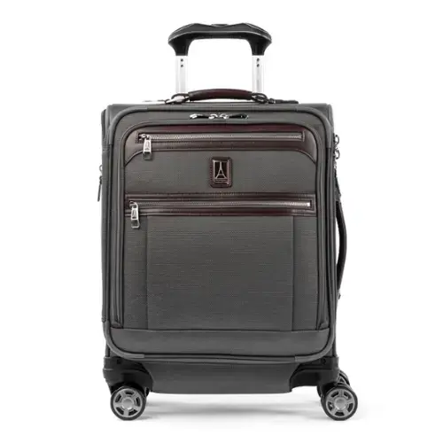 Front. Travelpro - Platinum Elite Softside Expandable 19" Carry On Spinner - Vintage Grey.