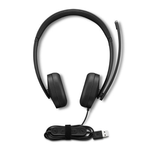 Lenovo - USB-A Wired Closed-Back On-Ear Stereo Headset Gen 2 - Black-Front_Standard 