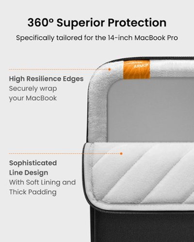 tomtoc Defender-A13 Premium 360° Protective Laptop Sleeve Bag Case for 14-inch MacBook Pro M4/M3/M2/M1 Pro/Max 2024-2021 - Black WORLDWIDE DELIVERY