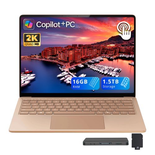 Microsoft - 13.8" 2K Touch Laptop,Snapdragon X Elite,16GB RAM,512GB SSD+1TB Dock Set,Copilot+ PC,Backlit,Win 11 - Dune-Front_Standard 