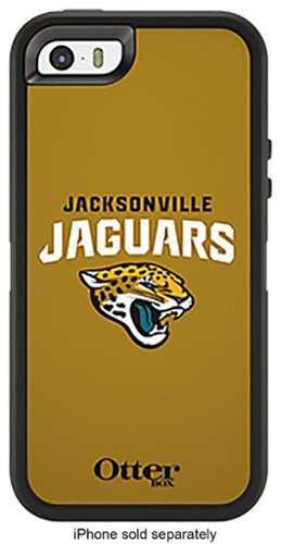 OtterBox - Defender NFL Series Jacksonville Jaguars Case for Apple® iPhone® SE, 5s and 5 - Gold/White-Front_Standard 