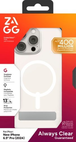ZAGG Crystal Palace Snap MagSafe Compatible Case w/ Kickstand for Apple iPhone 16 Pro Max - Clear BUY IN MIDDLE EAST