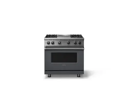 Front. Viking - 5.1 Cu. Ft. 36"W Freestanding LP Gas Sealed 4 Burner Range with Griddle - Cast Black.