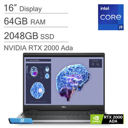 Dell - Precision 7680 16"FHD+ Workstation Laptop - Precision 7 - NVIDIA RTX2000Ada - i9-13950HX - 64GB RAM - 2TB SSD - Win11Pro - Titan Grey-Front_Standard 