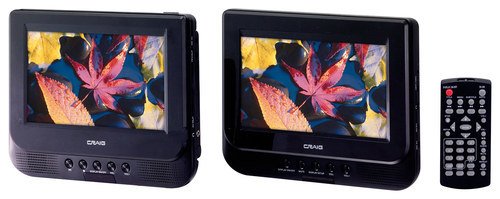  Craig - 7&quot; TFT Portable DVD Player with Dual Screens - Black
