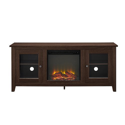  Walker Edison - 58&quot; Transitional Two Glass Door Fireplace TV Stand for Most TVs up to 65&quot; - Espresso