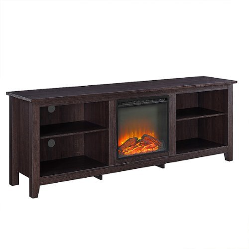 Walker Edison - 70" Open Storage Fireplace TV Stand for Most TVs Up to 80" - Espresso