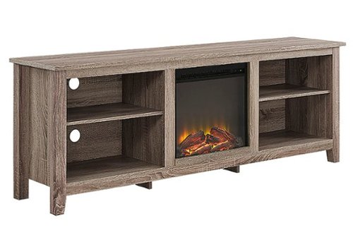  Walker Edison - Open Storage Fireplace TV Stand for Most TVs Up to 85&quot; - Driftwood