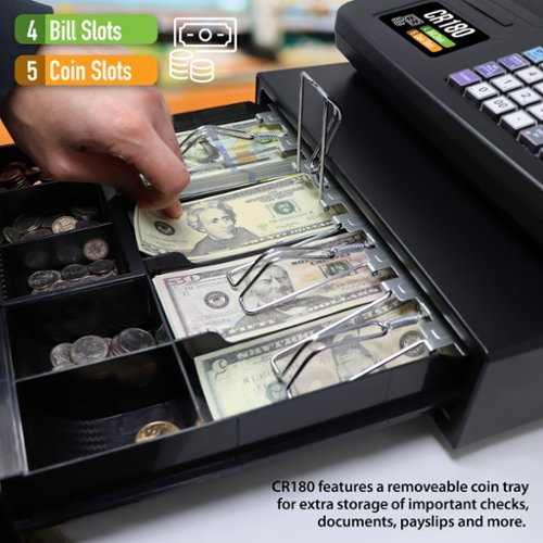 【新品未使用】C50 cash register キャッシュレジスタ CR180 Steel Cash Register with Coin Drawer, 6,800 PLUs, 60