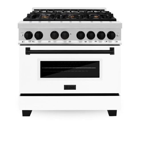 ZLINE - Autograph 36" Legacy Dual Fuel Range w/ 6 Burners & White & Black Accents (RAZ-WM-36-MB) - Stainless Steel/Matte White-Front_Standard 