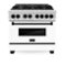 ZLINE - Autograph 36" Legacy Dual Fuel Range w/ 6 Burners & White & Black Accents (RAZ-WM-36-MB) - Stainless Steel/Matte White-Front_Standard