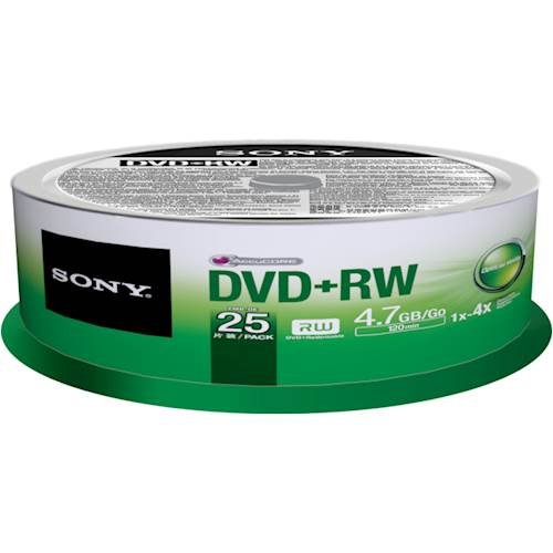  Sony - 4x DVD+RW Discs with Spindle (25-Pack) - Metallic