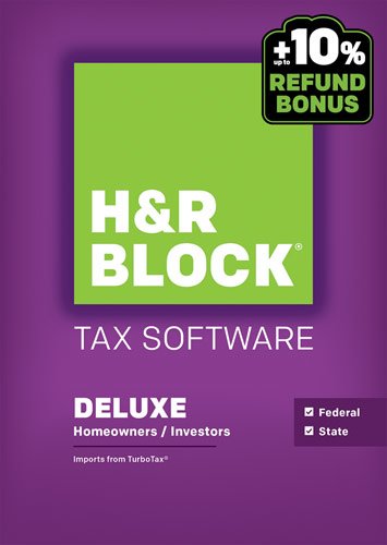  H&amp;R Block Tax Software Deluxe: Homeowners/Investors Federal and State (Tax Year 2015) - Windows, Mac OS