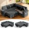 Dyonery - 85 "Modular sofa, with pull-out bed, 5-seat sofa, adjustable backrest, with storage, tool-free assembly - Gray-Front_Standard