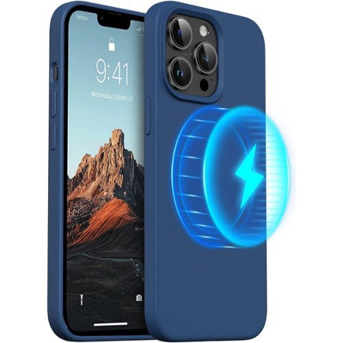 Entronix - Magnetic Case for iPhone 13 Pro - Soft-Touch Liquid Silicone Protection - Navy Blue-Front_Standard 