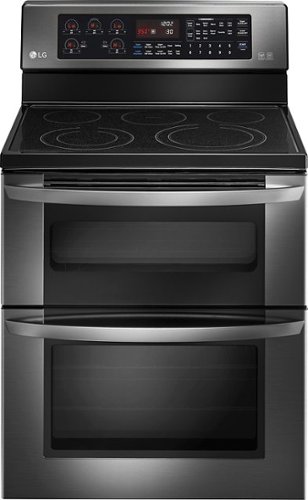 LG - 6.7 Cu. Ft. Freestanding Double Oven Electric Convection Range - Black Stainless Steel