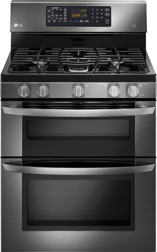  LG - 6.1 Cu. Ft. Freestanding Double Oven Gas Convection Range - Black Stainless Steel