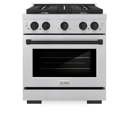 ZLINE - Autograph 30 in. Paramount Satin Steel Gas Range w/ 4 Burners & Black Accents (SGRSZ-30-MB) - Stainless Steel-Front_Standard 