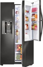 LG - Door-in-Door 26.0 Cu. Ft. Side-by-Side Refrigerator with Thru-the-Door Ice and Water - Black stainless steel - Front_Standard