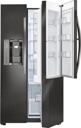  LG - 26 Cu. Ft. Door-in-Door Side-by-Side Refrigerator with Thru-the-Door Ice and Water - Black Stainless Steel