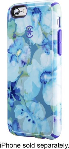  Speck - Inked Hard Shell Case for Apple® iPhone® 6 and 6s - Aqua Floral Blue/Ultraviolet Purple