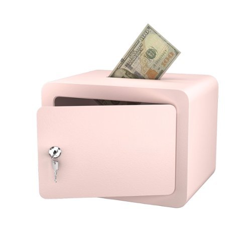 GOODSILO - Compact Digital Security Safe Box with Key Backup for Home and Office Use - 0.23 Cubic Foot Capacity - Pink-Front_Standard 