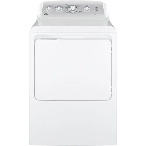 Front. GE - 7.2 Cu. Ft. 4-Cycle Electric Dryer - White on White with Silver.