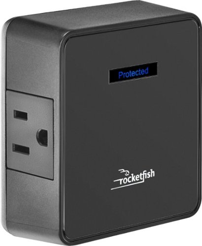 Rocketfish™ - 2 Outlet Wall Tap 1500 Joules Surge Protector - Black-Front_Standard