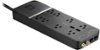 Rocketfish™ - 8 Outlet/2 USB 3600 Joules Surge Protector Strip - Black-Front_Standard