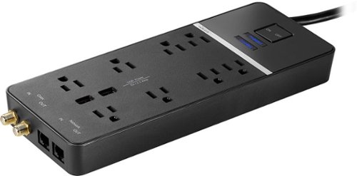 Rocketfish™ 8 Outlet/2 USB 3600 Joules Surge Protector Strip - Black GLOBAL SHIPPING