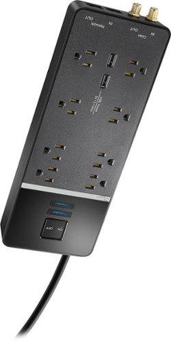 Rocketfish™ 8 Outlet/2 USB 3600 Joules Surge Protector Strip - Black WHERE TO BUY