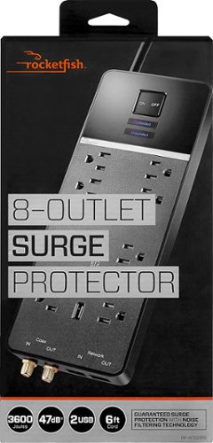 Rocketfish™ 8 Outlet/2 USB 3600 Joules Surge Protector Strip - Black WORLDWIDE DELIVERY