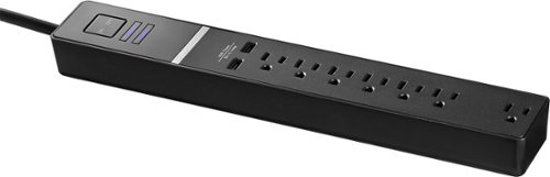 Rocketfish™  7-Outlet/2-USB 2100 Joules Surge Protector Strip - Black GLOBAL SHIPPING